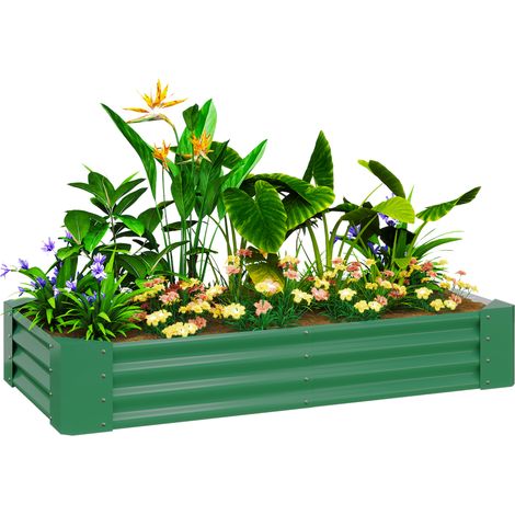 180 x 90cm Galvanized Steel Garden Planter-Stylish Outdoor Plant Container in Green