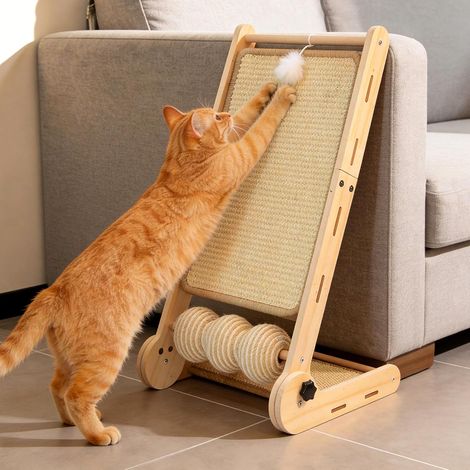 Griffoir pour Chat Forme L Sisal 60CM Poteau Grattoir Mural Canapé (1/5)