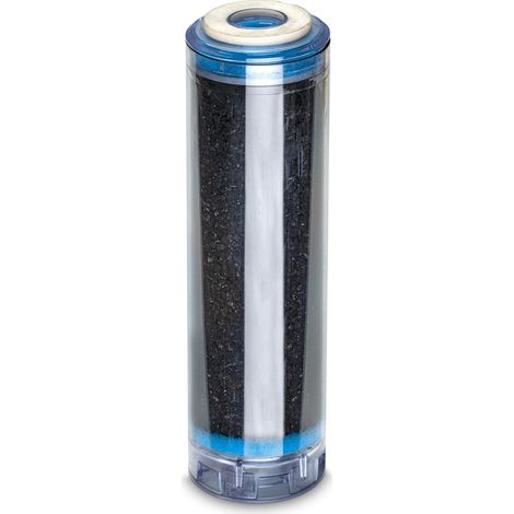 Cartouche filtrante à charbon actif 10" fabriquée en Italie filtration du goût élimination du chlore qualité professionnelle, 1 Unité (Lot de 1) (1/5)