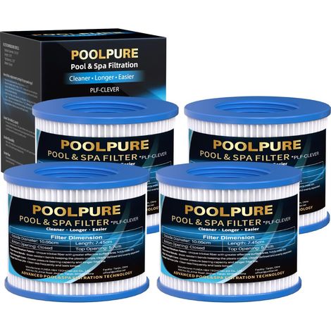 Lot de 4 cartouches filtrantes Spa avec filetage Cartouche filtrante pour spa et jacuzzi gonflables, filtre de piscine lavable Ø 100 mm x 80 mm (1/5)