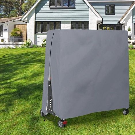 Funda impermeable y antipolvo para mesas de ping pong de exterior, 165x70x185cm, gris.