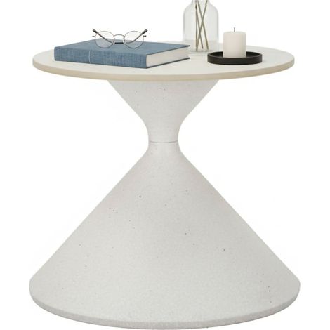 Dmora - Mesa de café Ceva, Mesa de centro baja, Revistero para sofá, Estante de la sala de estar, 45x45 h39 cm, Blanco