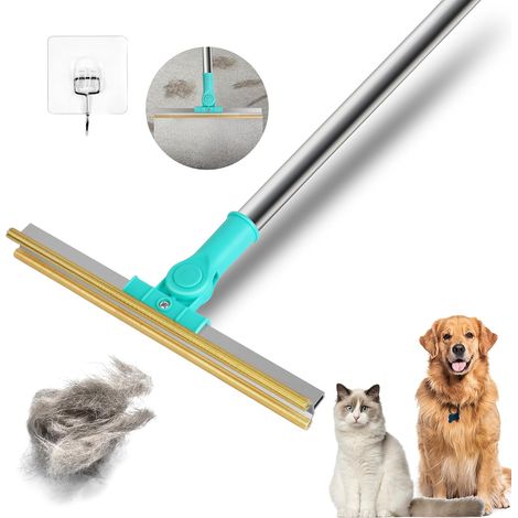 Brosse Anti Poils Animaux, Rasoir Anti Bouloche, 30cm de Large Râteau à Tapis, Brosse Poil Chat Chien, spécial Brosse Poil avec Manche Télescopique, pour Tapis,canapé (1/5)