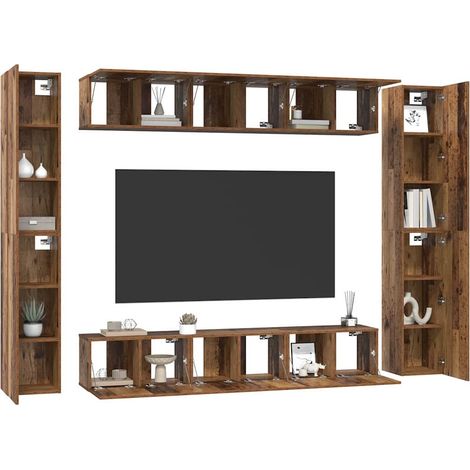 Ensemble meuble TV 10 pc Bois Ancien Bois d'ingénierie (1/5)