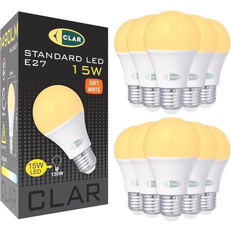 CLAR - E27 Warm White LED Bulb, E27 Indoor LED Bulbs, 100W Bulb, 3000K 15W (1/5)