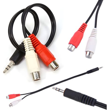 Adattatore da jack maschio da 3,5 mm a 2 connettori RCA femmina (1/5)