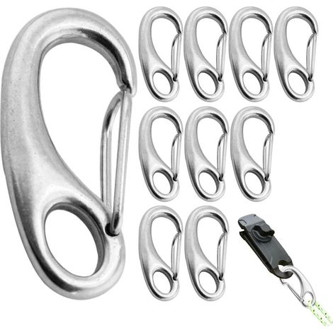 Karabiner für Campinggurte – Ovale Form – Vielseitig – Schnellverschluss – Mehrfach verwendbar – Zum Wandern, Campen, für Schlüssel und Wasserflaschen