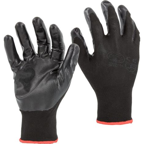 STI Guanti da lavoro Spalmati in Nitrile Nero 9 L 1 Paio