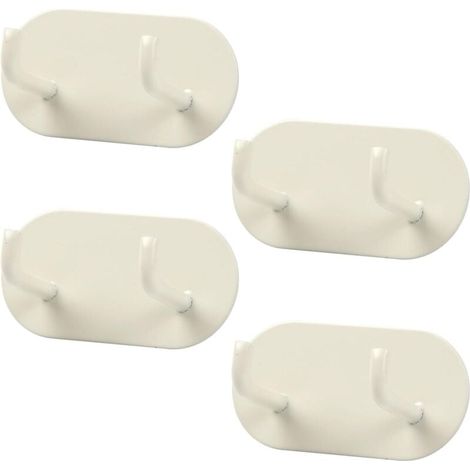 Ganci adesivi da parete da 4 pezzi, portasciugamani da bagno, portasciugamani in metallo, gancio da bagno senza foratura per bagno, camera da letto, cucina (crema) (1/4)