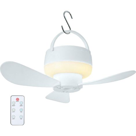 Ventilador de techo inalámbrico – recargable por USB, 3 velocidades con luz – para dormitorio, jardín, cobertizo, garaje, balcón (1/5)