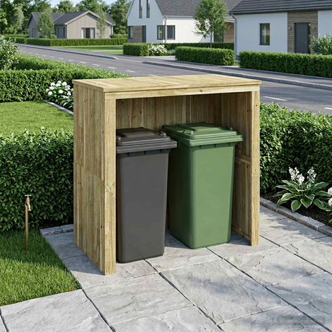 Abri pour poubelles roulantes Bois de pin imprégné (1/5)