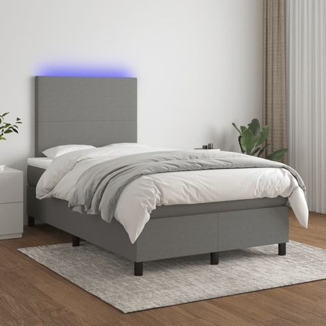 Lit adulte - Sommier tapissier avec matelas et LED - Sommier pour Adulte et Enfant - Gris foncé 120x200 cm Tissu XJDT375135 (1/5)