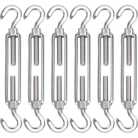 Enowelir Lot de 6 Tendeurs de Câble en Acier Inoxydable M5 Crochets Réglables pour Installation de Toile d'Ombre Corde à Linge et Grillage (1/4)