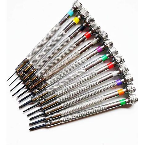 13 pcs/lot de lame plate de précision Tournevis à fente de lunettes montre Bijoux Cell téléphone portable pour ordinateur portable Outil de réparation Ensemble Wt0021 (1/3)