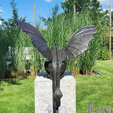 Fontaine de Jardin Dragon Sculpture en Résine avec Jet d'Eau pour Décoration Extérieure
