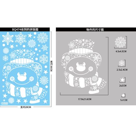 Autocollants de Noël, flocons de neige blancs, cadeaux, sapin du Père Noël, autocollants pour fenêtres, bonhomme de neige, chaussettes de Noël, rennes, décorations de fenêtres, autocollants statiques.