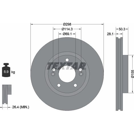Lot de 2 Disques de frein Textar 92253603 HYUNDAI 517122B000 517122P000