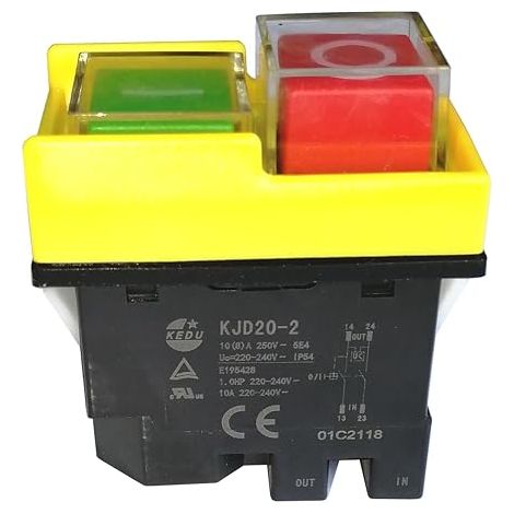 KJD20-2 Interruptor pulsador electromagnético de 4 pines y 10(8) A, encendido/apagado, industrial, resistente al agua (1/5)