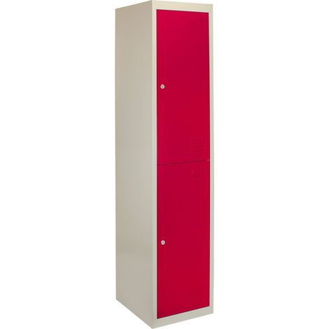 1x Schließfachschrank Spind Metallschrank Stahlschrank Umkleide Rot 2-türig
