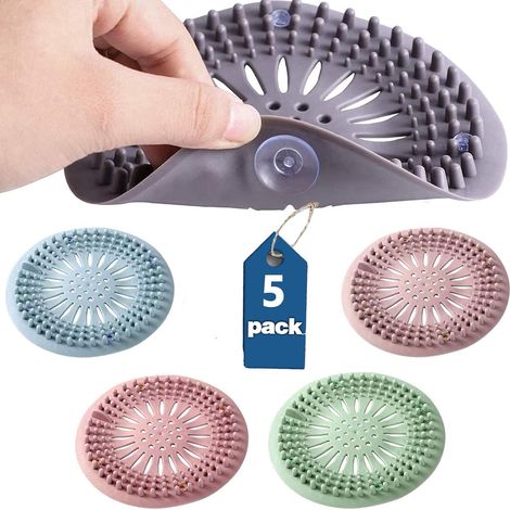 Bouchon de douche anti-cheveux en silicone durable avec ventouse (1/3)