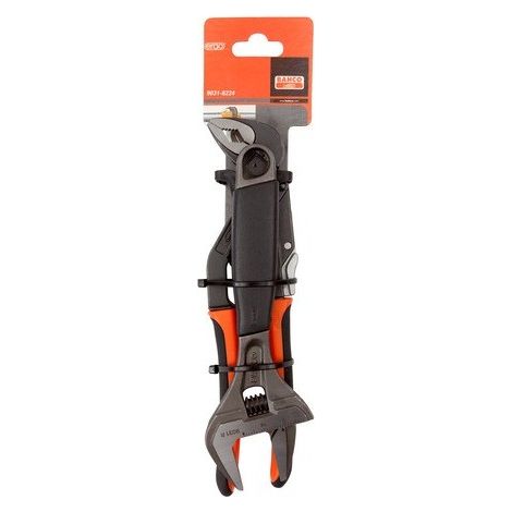 Bahco – Pince multiprise 8224 – Taille 250mm – Compatible tubes jusqu'à 50mm – Poignée ergonomique pour usage intensif – Lot de 2 outils