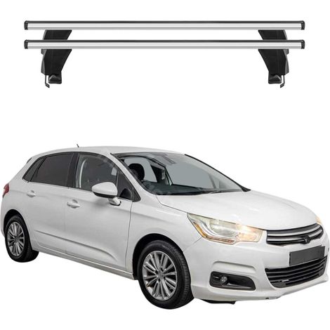 OMAC Barres de toit transversales en aluminium pour Citroën C4 2010-2018 – Antivol – Rainure en T – Testées City Crash – Charge Max 50 kg Argent (1/4)
