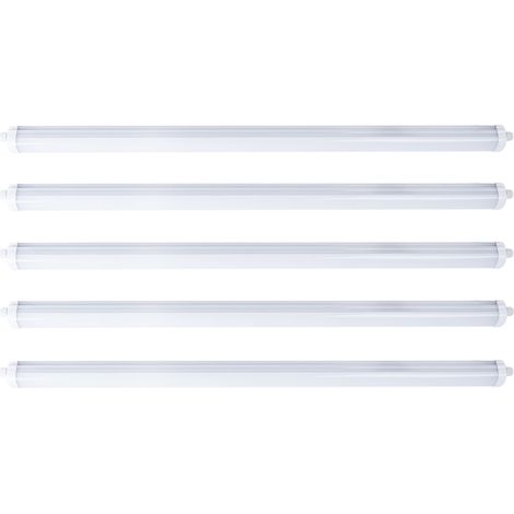 Wannenleuchte LED Feuchtraumlampe weiß Werkstattleuchte Industrie IP65, Kunststoff, 1x LED 48W 5760lm 4000K neutralweiß, LxBxH 150x6,5x5,8 cm, 5er Set (1/5)