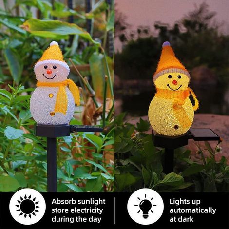 Luminaire Solaire En Forme De Bonhomme De Neige - Capteur Crépusculaire - Étanche IP44 - Pour Jardin Cour Arrière - Lot De 4 (1/4)