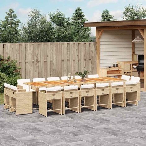 Ensemble à manger de jardin et coussins 17 pcs-Salon de jardin beige 440910 (1/5)