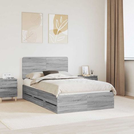 vidaXL Bettrahmen Graues Sonoma 120 x 190 cm Ingenieurs Holz (1/5)