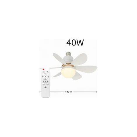 Ventilateur de Plafond avec Lumière et Telecommande, 52CM 40W Petit Dimmable Ventilateur Plafond LED avec Douille E27, Lustre Ventilateur de Plafond pour Chambre, 6 Pales