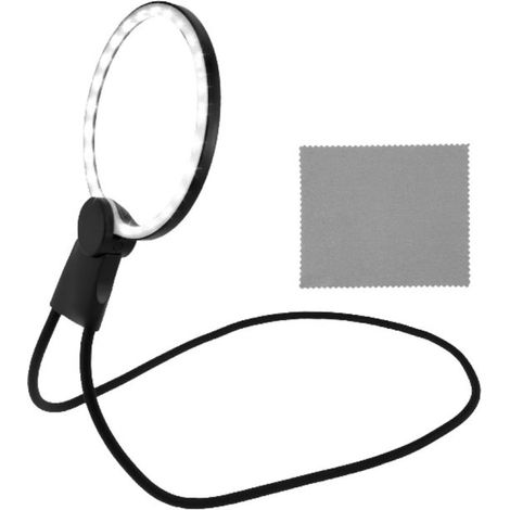 Lupa de cuello iluminada, LED, manos libres ajustable, para lectura y trabajos de precisión, pieza única, para personas mayores y aficionados, color negro. (1/5)