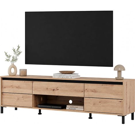 Mobile Porta tv Celico, un Cassetto, un Ripiano, 2 Ante, 183x40x52h cm Marrone Rovere Nodi