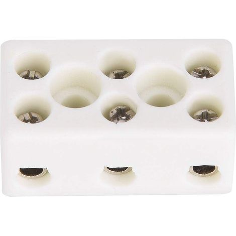 10PCS 3 Voies 24A Domino Ceramique Bornier en Céramique en Porcelaine Connecteur de Fil Résistant aux Hautes Températures, 1,32 x 0,70 x 0,61 Pouces (1/5)