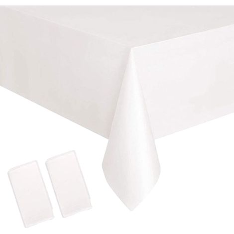 2 pièces 137 274cm Blanc Nappes Jetable,Rectangulaire Imperméables Nappe Plastique Décoration de Table pour Anniversaire,Fêtes,Mariages,Pique-niques,Halloween,Noël,Jardin Extérieur (1/5)