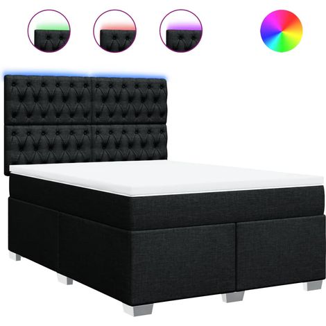 Maison Exclusive - Boxspringbett mit Matratze Schwarz 160x200 cm (1/5)
