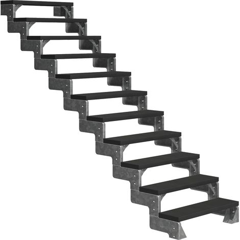 Dolle Außentreppe Gardentop 198-242cm Geschosshöhe mit Trimax anthrazit 80cm breit ohne Geländer