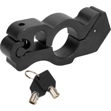 Antivol de guidon moto en aluminium, poignée de protection antivol avec corne de sécurité pour freinage, couleur noire (1/5)