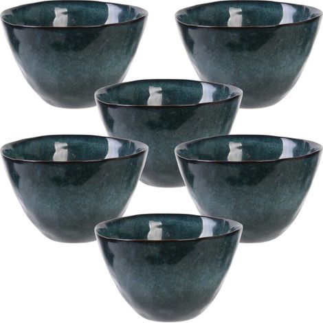 Set de 6 bols 55cl en céramique au grés du temps bleu - GALET (1/4)