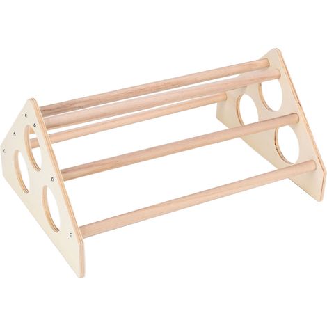 Perchoir en bois pour poule de compagnie, support pour poussin, modèle 3 trous ronds, livré en carton (1/5)
