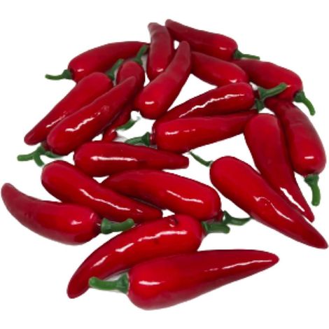 Lot de 20 piments artificiels décoratifs en plastique rouge réaliste pour accessoires de photographie, présentation de cuisine (1/5)