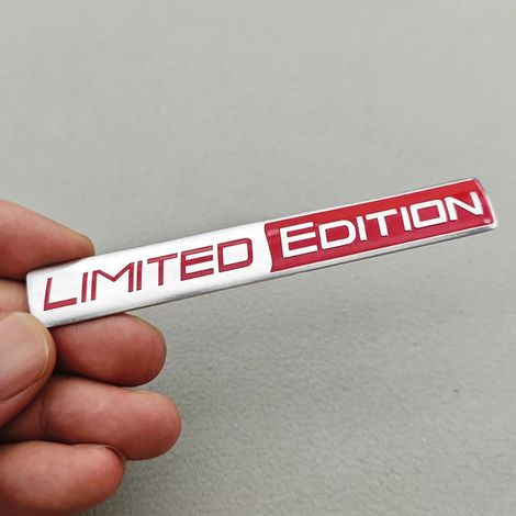 (1 pièce argent rouge) Emblème 3D en aluminium, édition limitée, autocollant pour voiture, compatible avec BMW, Audi, Honda, Opel, Toyota, Mazda et accessoires moto. (1/4)