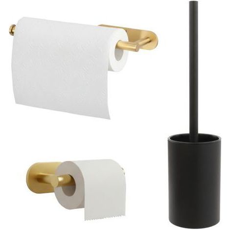 3 pièces, accessoires salle de bain doré, acier inoxydable, design moderne, résistant humidité, pour salle de bain contemporaine (1/5)