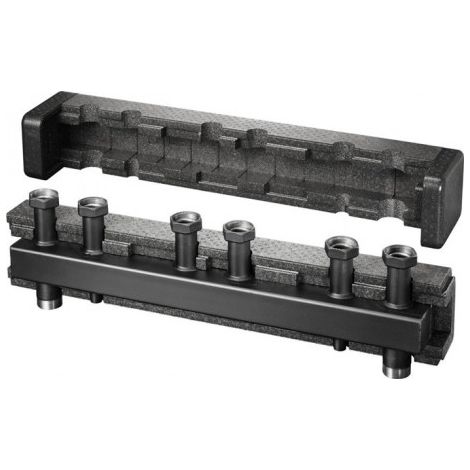 OVENTROP Collecteur pour Regumat DN 32 avec robinet à tournant sphérique de pompe avec isolation thermique, pour 2 circuits de chauffage, acier, 1351672