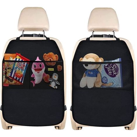 Protection Siege Voiture Enfant,2Pcs Organiseur Siege Voiture,Organiseur Protections de Sièges Arrière Voiture avec 2 Poches (1/4)