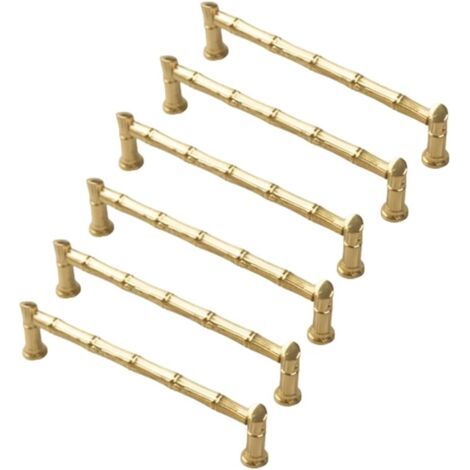 6 pièce poignées d'armoire de cuisine en laiton brossé,Poignées Laiton brossé Poignées de Meubles doré Poignées de Placard Poignées de Meuble Cuisine Entraxe 128mm (1/5)