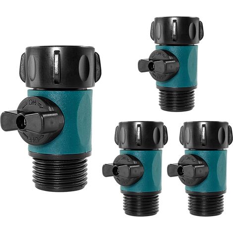 4er-Pack Absperrventile aus Kunststoff für Gartenschläuche, 3/4"-Standard-Kugelhähne, Gewindeanschluss, Multifunktions-Schnellkupplung (1/5)