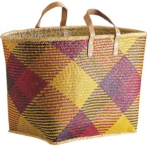 Palmblatt-Korb + Ledergriffe 50cm