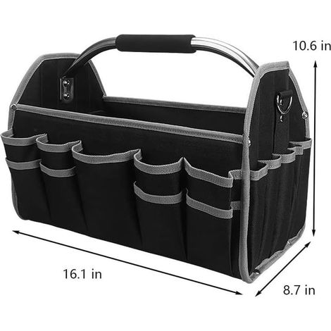 à Outils Oxford Grande Capacité 41cm avec Fermetures Acier à Outils Grande Capacité en Tissu Oxford, Fermetures Acier, Sangle Épaule Ajustable, 41x27x22cm, pour Jardinage (1/5)