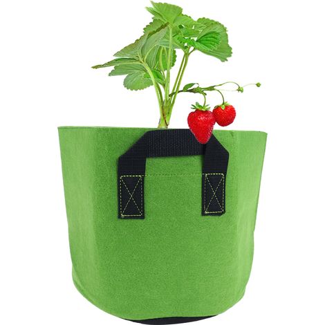 Sac de culture pour plantes de jardin, pot de plantation non tissé pour légumes et fleurs avec poignées, vert et noir, 7 gallons (26,5 litres). (1/5)